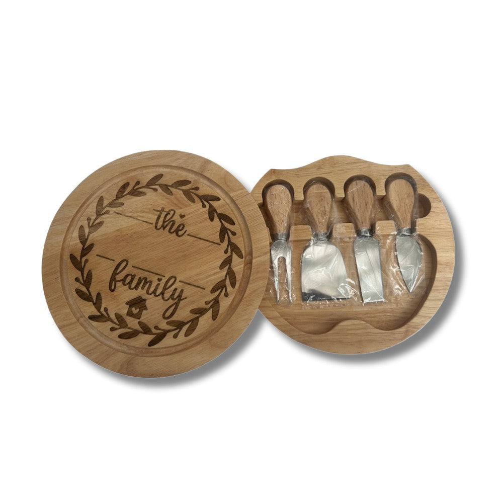 Personalised Wooden Cheeseboard Set - The Family