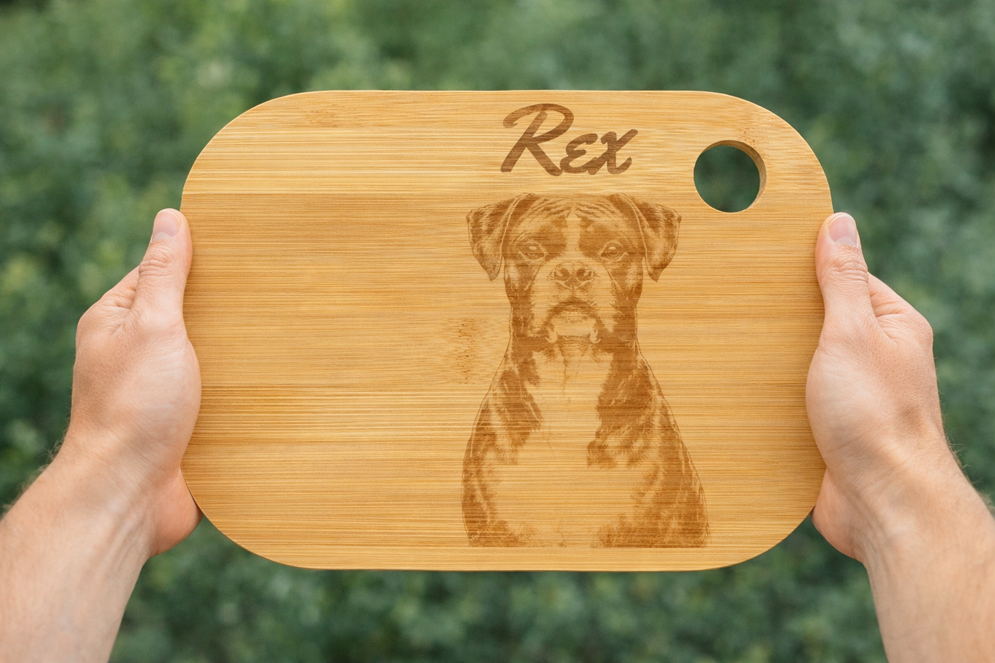 Personalised Pet Photo Engraved Bamboo Chopping Board (Dog/Cat)
