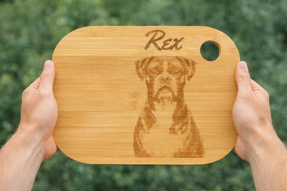 Personalised Pet Photo Engraved Bamboo Chopping Board (Dog/Cat)