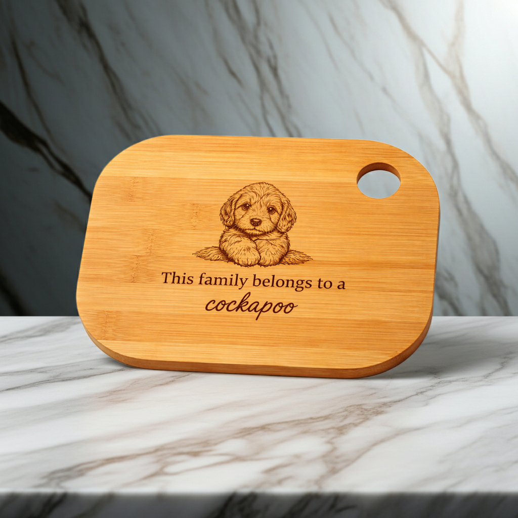Personalised Dog Chopping Board – Large Engraved Bamboo Gift