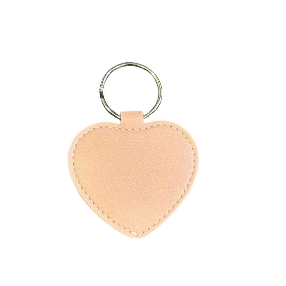 Heart-shaped keychain on a white background