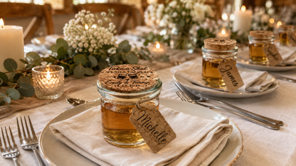 Personalised 3-in-1 Wedding Shot Jar – Place Card, Toast & Favour