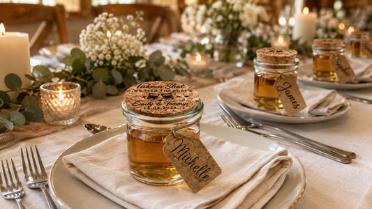 Personalised 3-in-1 Wedding Shot Jar – Place Card, Toast & Favour