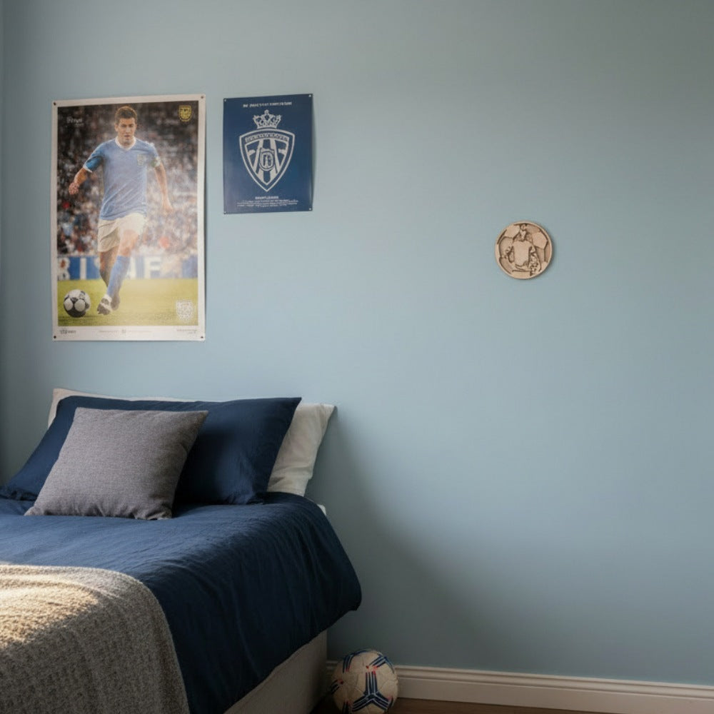 Personalised Wooden Display Art - Football hanging on wall in child’s bedroom