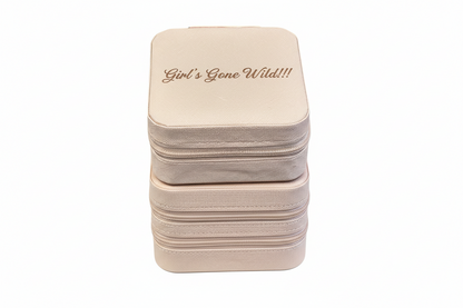Pink jewellery  box with Girls Gone Wild engraving on a white background