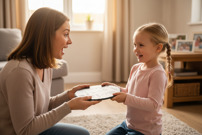 Daughter giving slate gift to her mum for Mother’s Day 