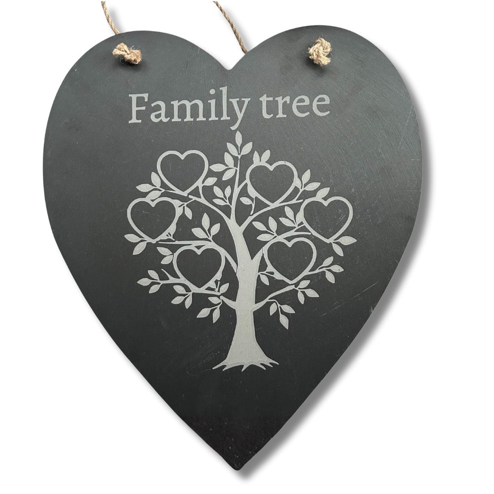Personalised Slate Hanging Heart - Family