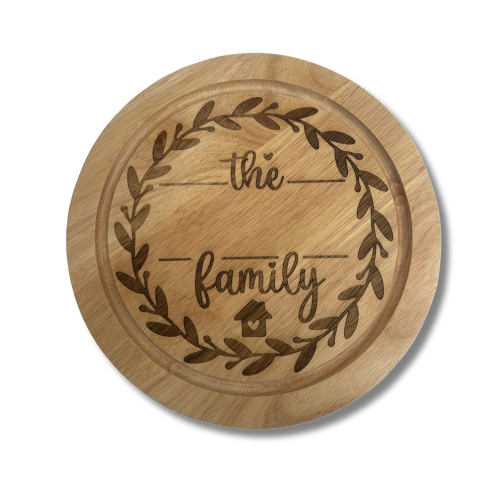 Personalised Wooden Cheeseboard Set - The Family with home