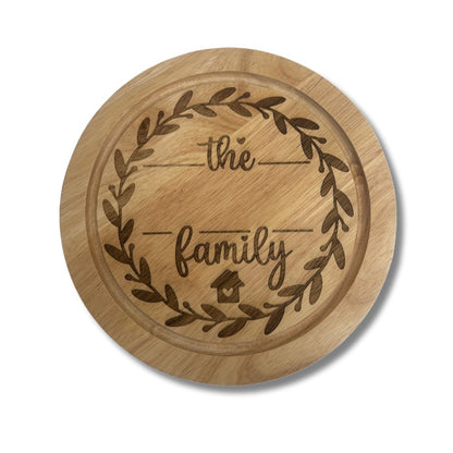 Personalised Wooden Cheeseboard Set - The Family with home