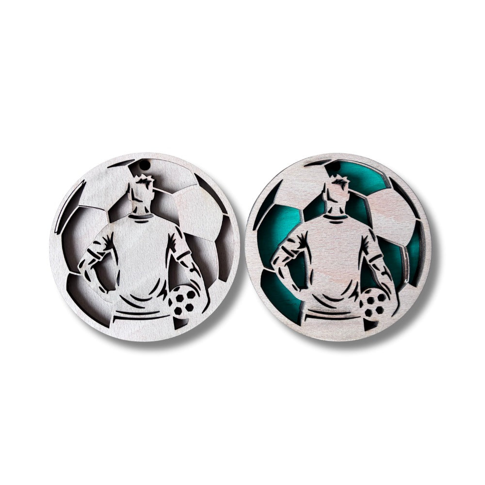 Personalised Wooden Display Art - Football for him with plain or coloured background 