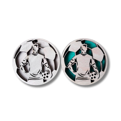 Personalised Wooden Display Art - Football for him with plain or coloured background 