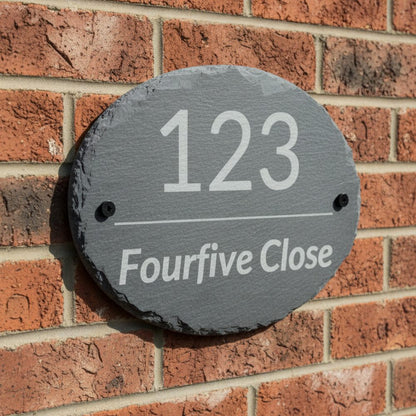 Personalised oval slate address sign for home exterior