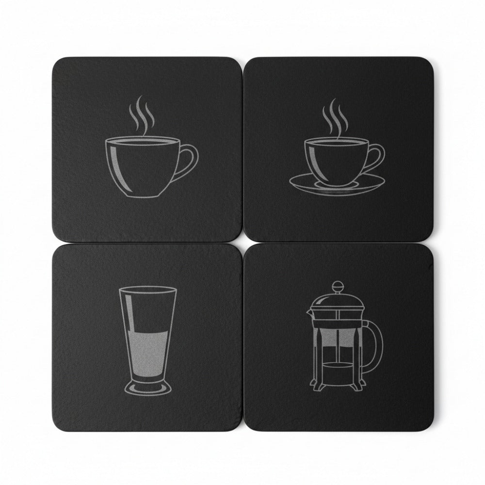 Set of 4 Square slate coaster laser engraved with a personalised photo