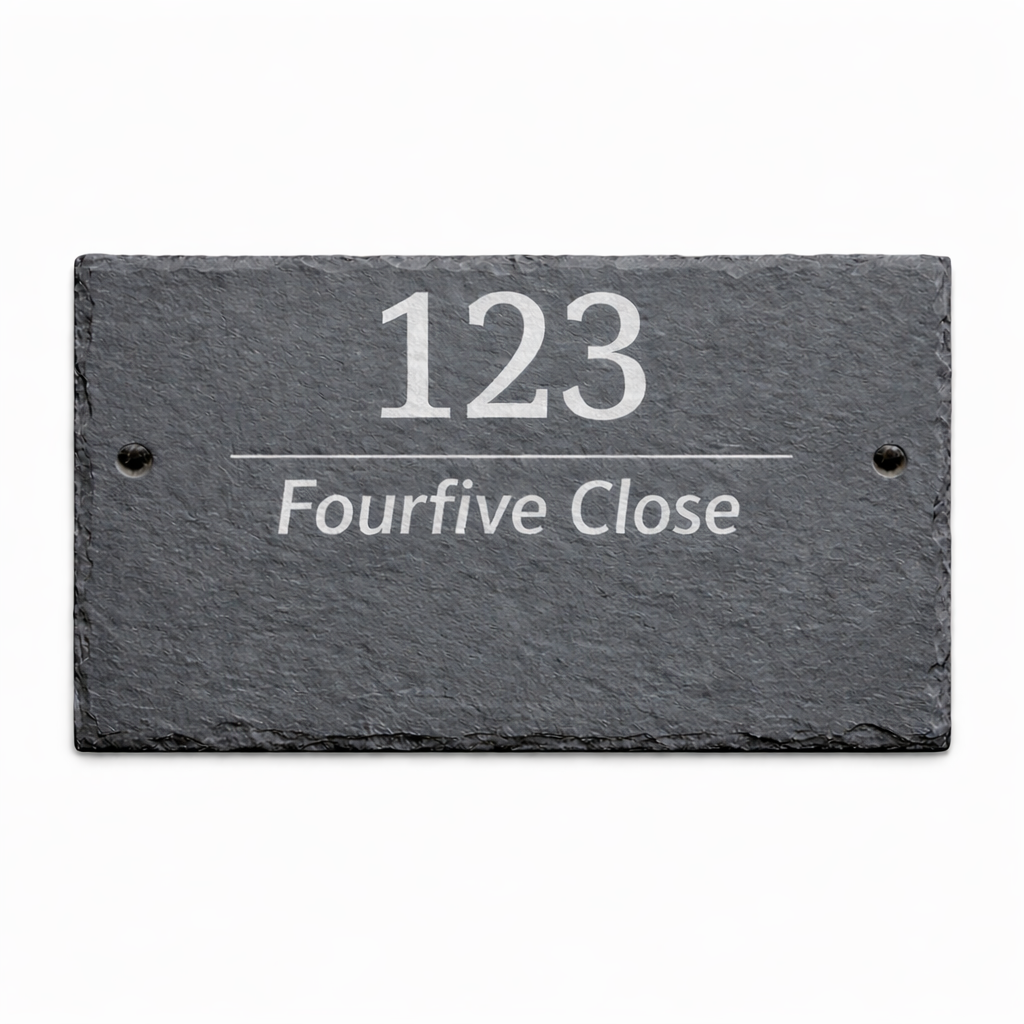 slate rectangle house sign with address