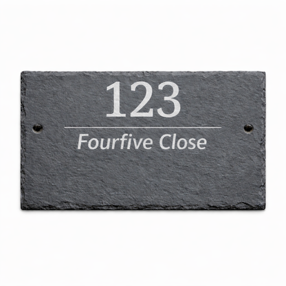 slate rectangle house sign with address