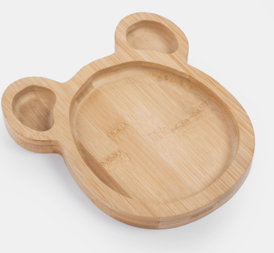 Wooden tray with handles on a white background