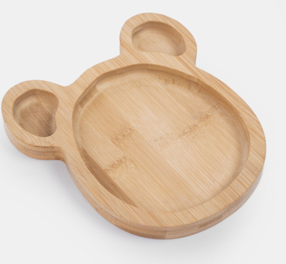 Wooden tray with handles on a white background