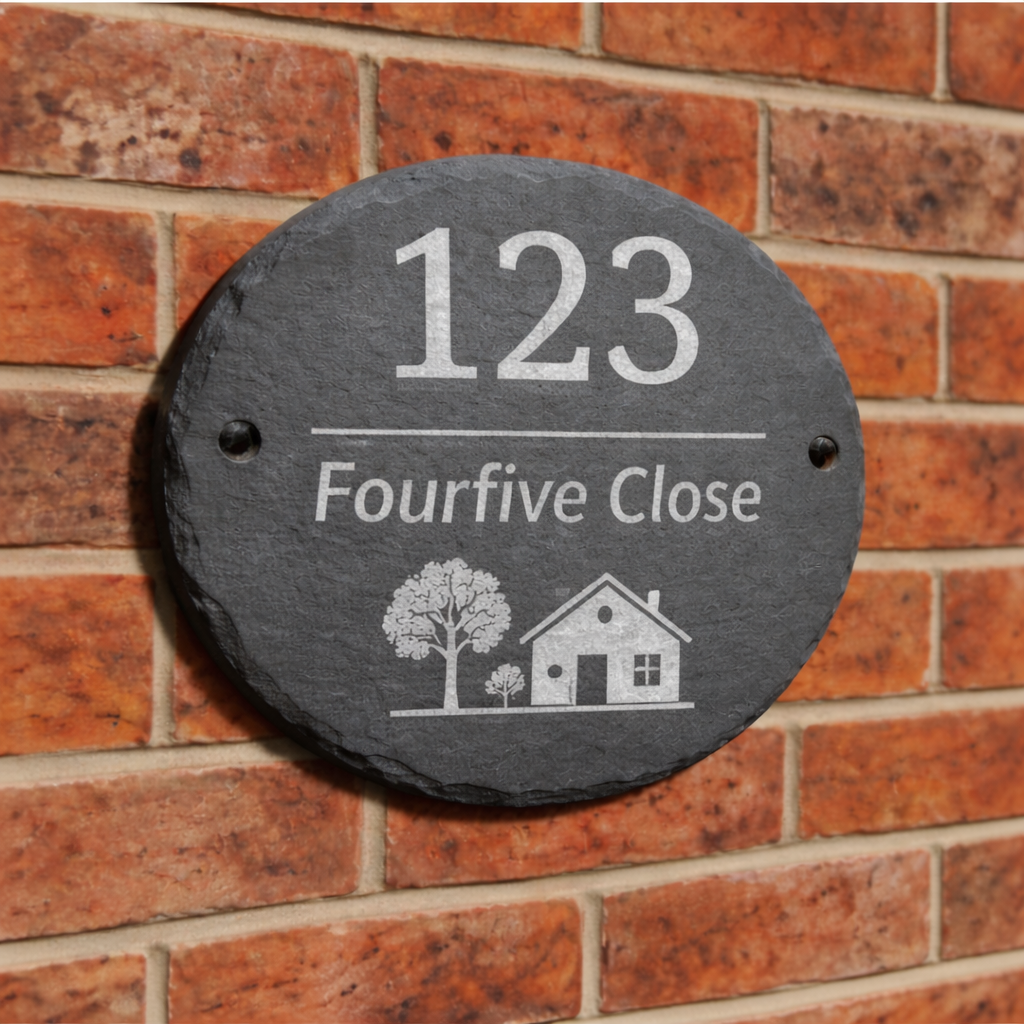 Personalised Oval Slate House Signs UK | Engraved Slate Door Signs