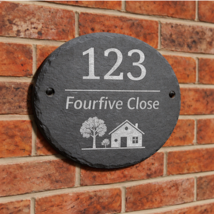 Personalised Oval Slate House Signs UK | Engraved Slate Door Signs